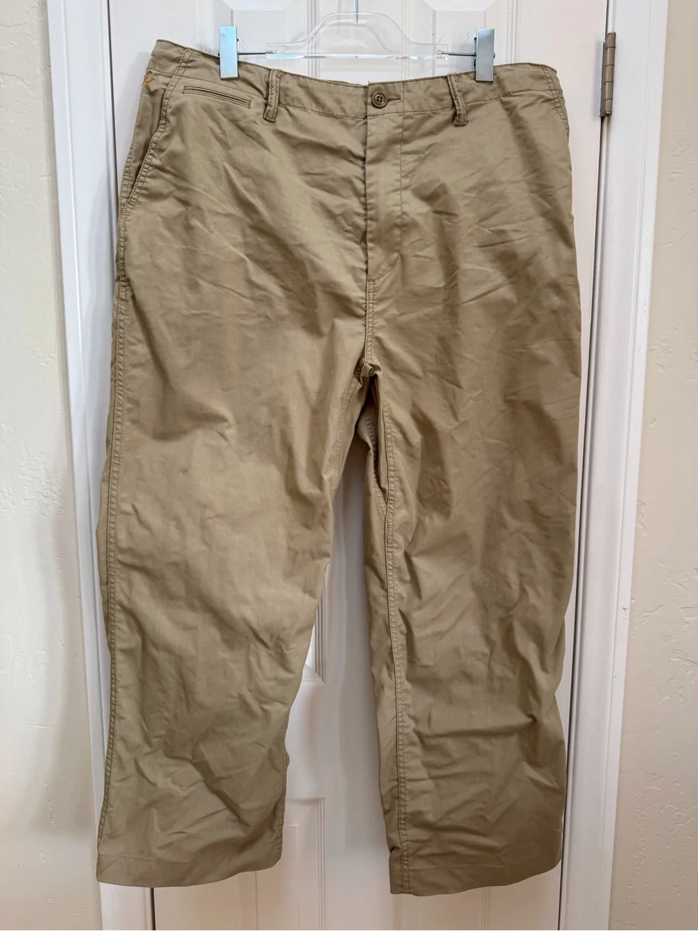 Birdwell Beach Britches Khaki Drawstring Chino Pants 36 x 27 Straight Leg